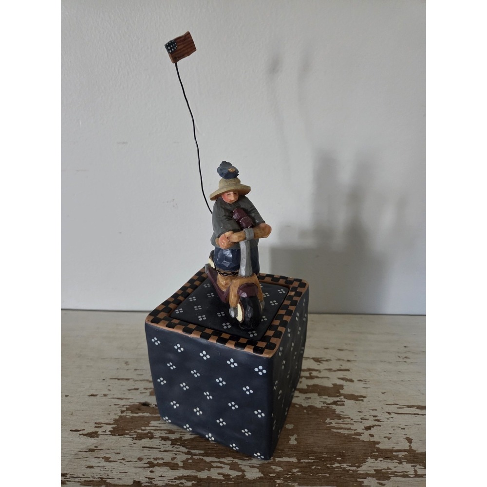 Williraye Candle Boy On A Scooter Blue Bird Patriotic American Flag